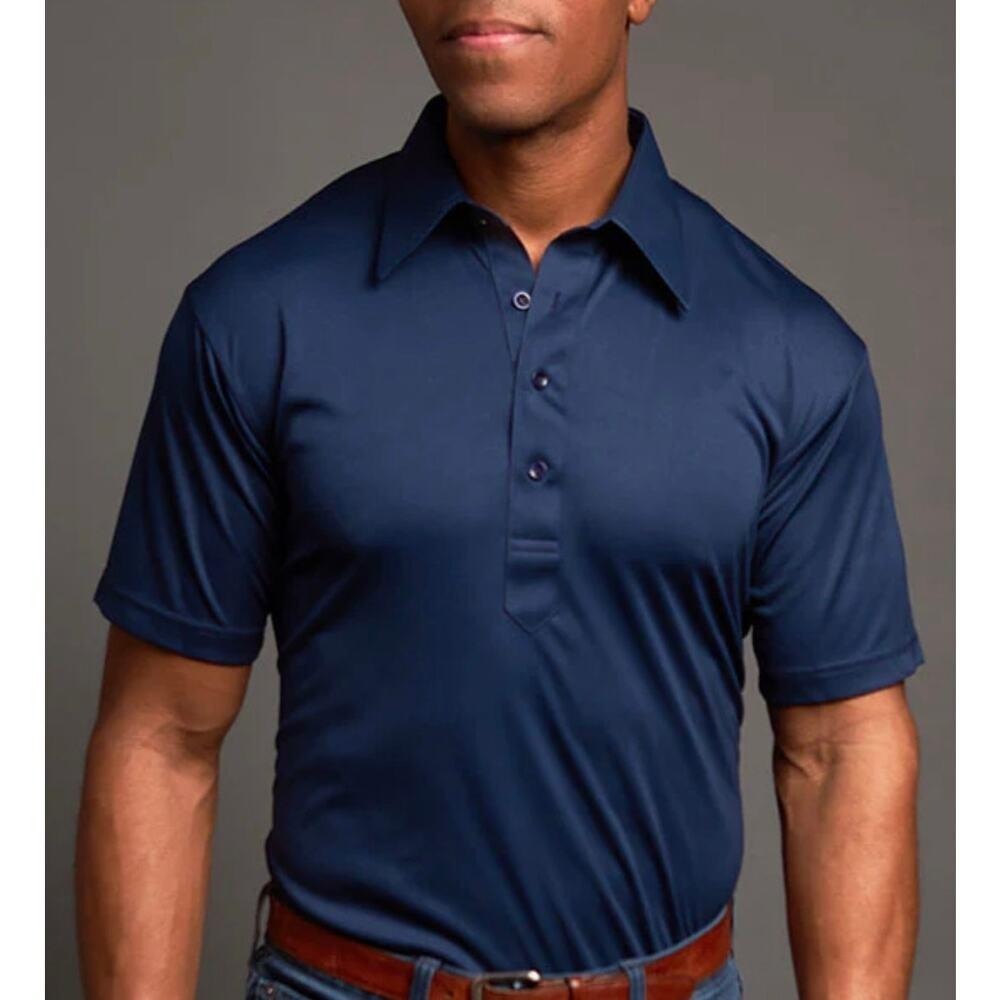 NEW‎ Collars & Co Featherweight Polo Mens Small Navy Blue Short Sleeve Golf